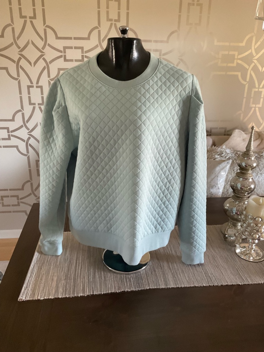 Women’s Walter Hagen Quilted Crewneck Pullover Seafoam